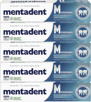 5x Mentadent Microgranuli Dentifricio Pulizia Interdentale Profonda