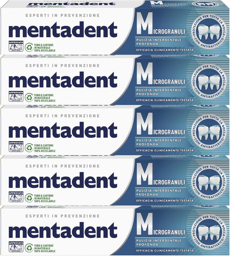 5x Mentadent Microgranuli Dentifricio Pulizia Interdentale Profonda