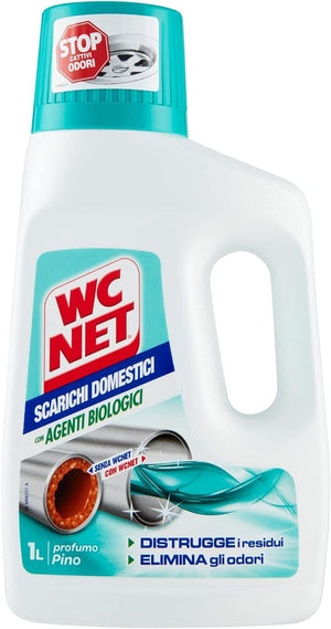 Wc Net Professional - Trattamento Scarichi Domestici con Agenti Biologici, Distrugge i Residui e Elimina gli Odori, Fragranza Pino, 1000 ml