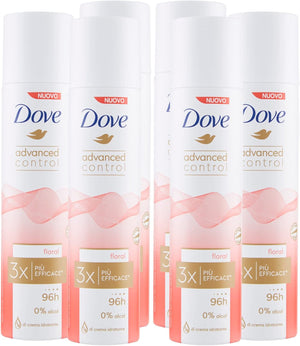 6x deodorante spray Dove Advanced Control Floral 96h 0% Alcol