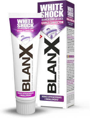 12 x BlanX White Shock Purple Corrector, Dentifricio Dual Color, Riduce Efficacemente L'Ingiallimento, Con Tecnologia Actilux e Color Correction, Delicato Su Smalto e Gengive, 12x75ml