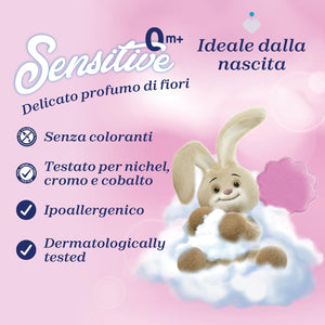 Chicco Sensitive Fiori Delicati Ammorbidente Concentrato, 180 Lavaggi, Formato Scorta, per Tutti i Capi del Bambino, Ipoallergenico senza Coloranti, 0+ Mesi, 6 Confezioni x 750 ml