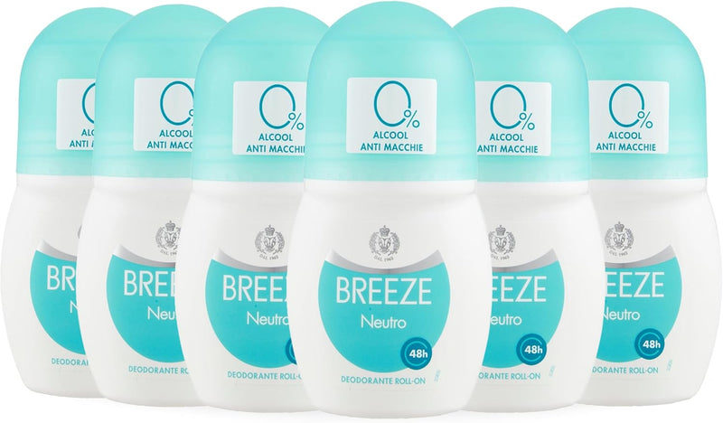 BREEZE | Deodorante Roll On Neutro, 6x50 ml
