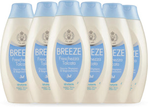 BREEZE | Doccia Shampoo e Bagnoschiuma Freschezza Talcata, 6x400 ml