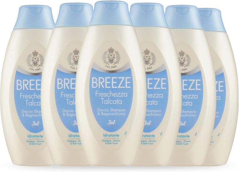 BREEZE | Doccia Shampoo e Bagnoschiuma Freschezza Talcata, 6x400 ml