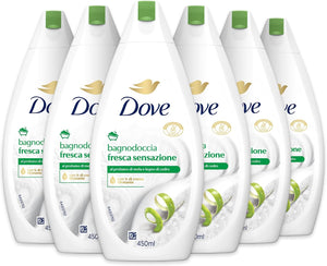 6 x Dove Bagnodoccia Fresca Sensazione, Idratante Dermo-Naturale, Mela e Legno di Cedro